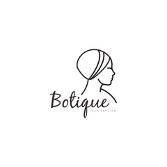 Woman beauty logo in modern line art style and design template