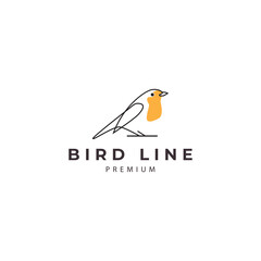 robin  bird with a line style logo vector icon symbol illustration design
