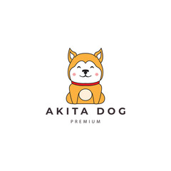 cute akita dog dog cartoon icon  logo design vector symbol illustration