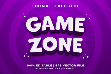 3d Game Zone Cartoon Editable Text Effect Premium Vector