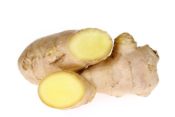Fresh ginger isolated on a white background