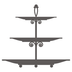 Cake stand in flat icon style. Empty tray for fruit and desserts. Vector silhouette