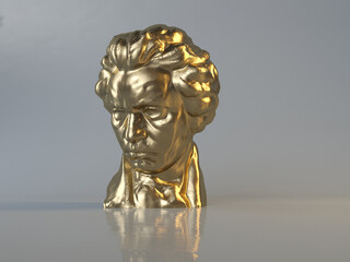 3D rendering of the head of the musician Beethoven
