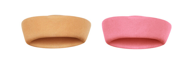 Sailor hat, brown, pink, separated from the white background.