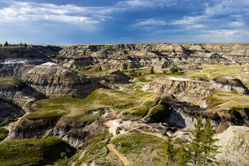 Horseshoe canyon in Drumheller Alberta on overcast day