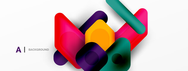 Colorful geometric shapes lines, squares and triangles. Abstract background for wallpaper, banner or landing page