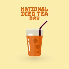 Ice tea vector icon. National Iced Tea Day Design Concept, perfect for social media post templates, posters, greeting cards, banners, backgrounds, brochures. Vector Illustration