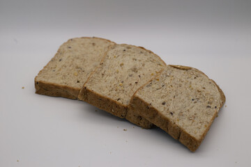 several slices of bread on a white background,Include Clipping Path
