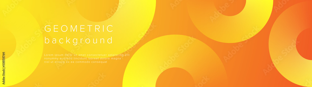 Wall mural yellow abstract circle vector technology business long banner template with dynamic effect motion or