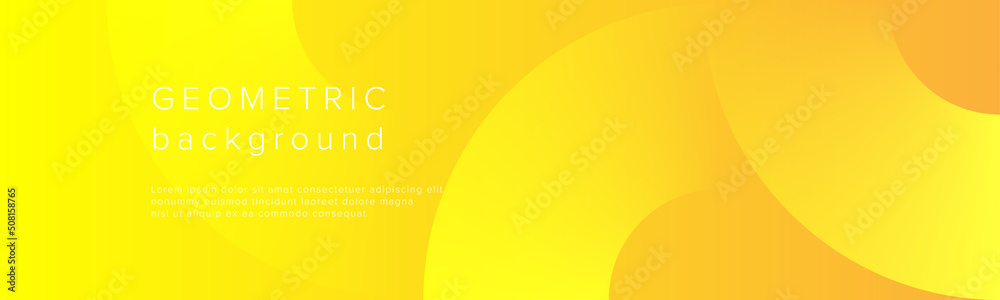 Wall mural yellow abstract circle vector technology business long banner template with dynamic effect motion or