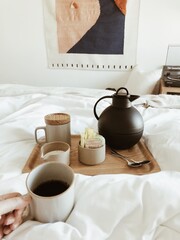 Fototapeta na wymiar coffee in bed with u. 