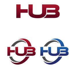Vector Modern 3 Letters Initial logo Vector Swoosh Red Blue HUB