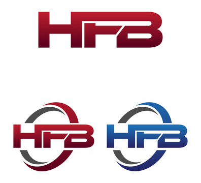 Vector Modern 3 Letters Initial logo Vector Swoosh Red Blue HFB