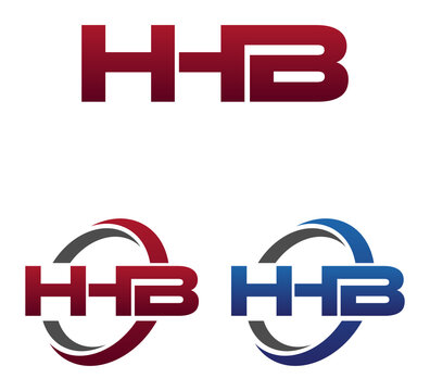 Vector Modern 3 Letters Initial logo Vector Swoosh Red Blue HHB