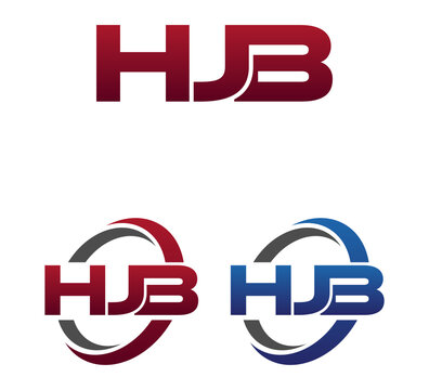 Vector Modern 3 Letters Initial logo Vector Swoosh Red Blue HJB