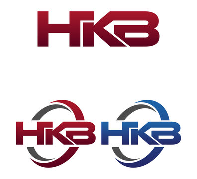 Vector Modern 3 Letters Initial logo Vector Swoosh Red Blue HKB