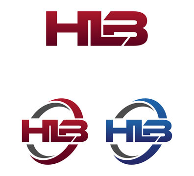 Vector Modern 3 Letters Initial logo Vector Swoosh Red Blue HLB