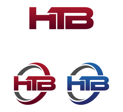 Vector Modern 3 Letters Initial logo Vector Swoosh Red Blue HTB
