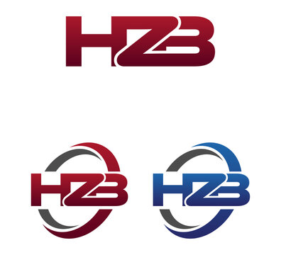 Vector Modern 3 Letters Initial logo Vector Swoosh Red Blue HZB