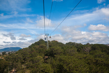 Cable Car in Da Lat, It from Robin Hill to the Truc Lam Temple and was built by an Austrian company. The ride covers 2.3km and see  panoramic views of Da Lat