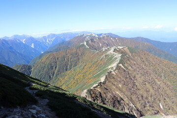 Fototapeta premium 大天井からみる燕岳方面、夕日、百名山、長野