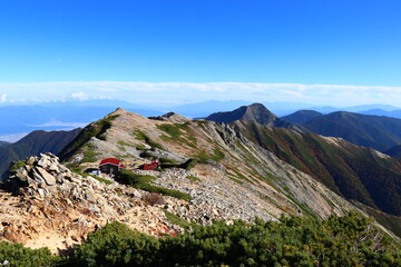 大天井からみる燕岳方面、夕日、百名山、長野