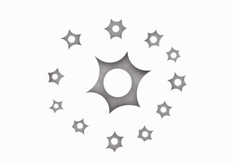A large bullet hole icon in the middle, surrounded by a small bullet icon.