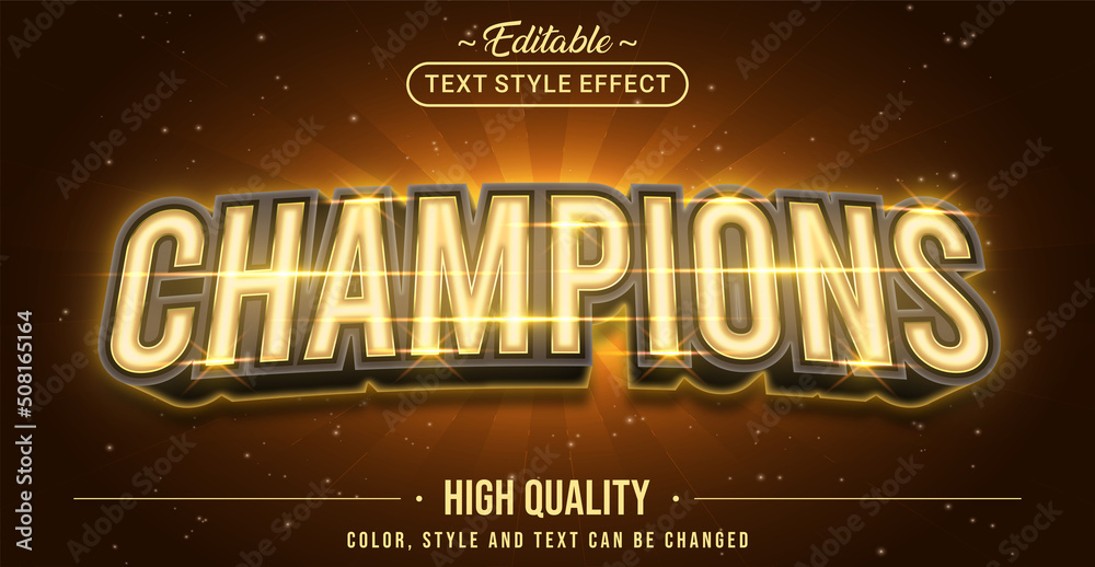 Poster editable text style effect - champions text style theme.