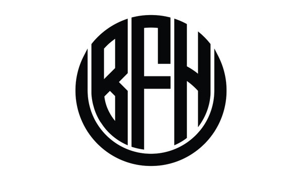 BFH shield with round shape logo design vector template | monogram logo | abstract logo | wordmark logo | lettermark logo | business logo | brand logo | flat logo.