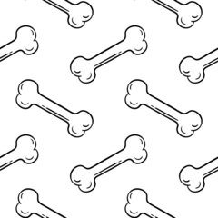 hand drawn seamless pattern of bones on white background