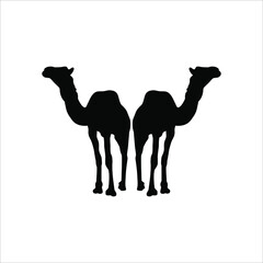 A Pair of Camel Silhouette for Logo or Graphic Design Element. Vector Illustration