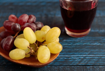 Grape that is the raw material of wine on the table