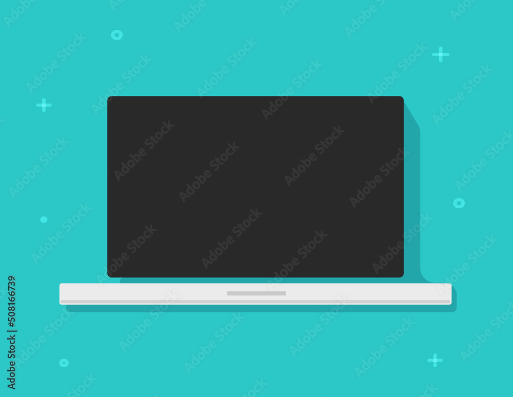 Poster laptop computer screen blank vector icon flat or pc display monitor modern cut out isolated design i