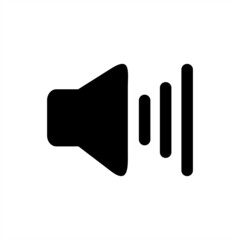 Vector illustration of speaker button at full volume, sound button, icon, logo, video, interface, multimedia theme