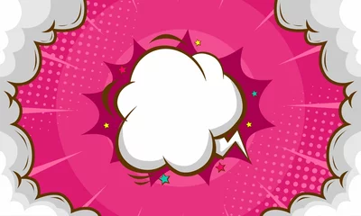 Meubelstickers Comic pink background with cloud illustration © anggi wibisono