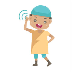 kids  listen cartoon vector 