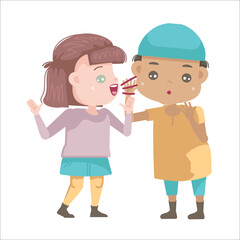 kids  listen cartoon vector