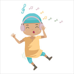 kids  listen cartoon vector