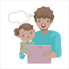 kids  listen cartoon vector