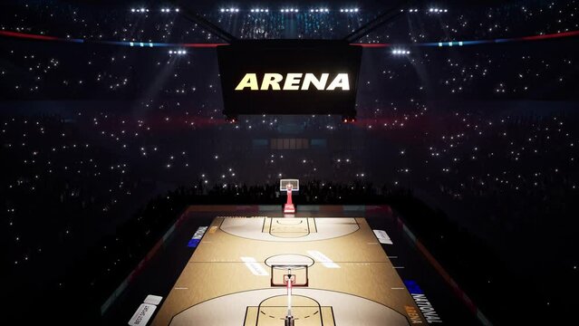 Basketball Arena with people crowds 3d render High quality 4k footage