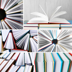 Naklejka premium Collage with many different books