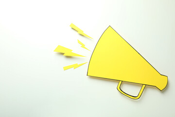 Important announcement concept with megaphone, space for text
