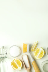 Concept of household cleaners with lemon acid
