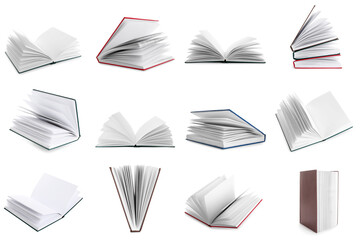 Set of many books isolated on white