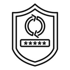 Shield password recovery icon outline vector. Mobile page