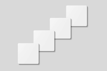 Stack blank square business card for mockup. 3D Render.