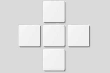 Stack blank square business card for mockup. 3D Render.