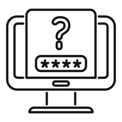 Monitor password recovery icon outline vector. Screen secure