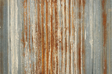 Old zinc wall texture background, rusty on galvanized metal panel sheeting.