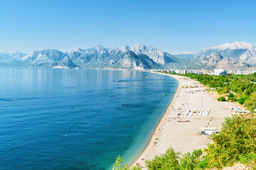 View of Konyaalti Beach and Park in Antalya, Turkey